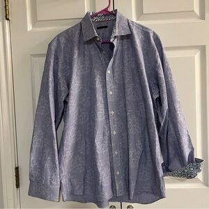 Dagr Striped Cotton Button Down Shirt Size Large